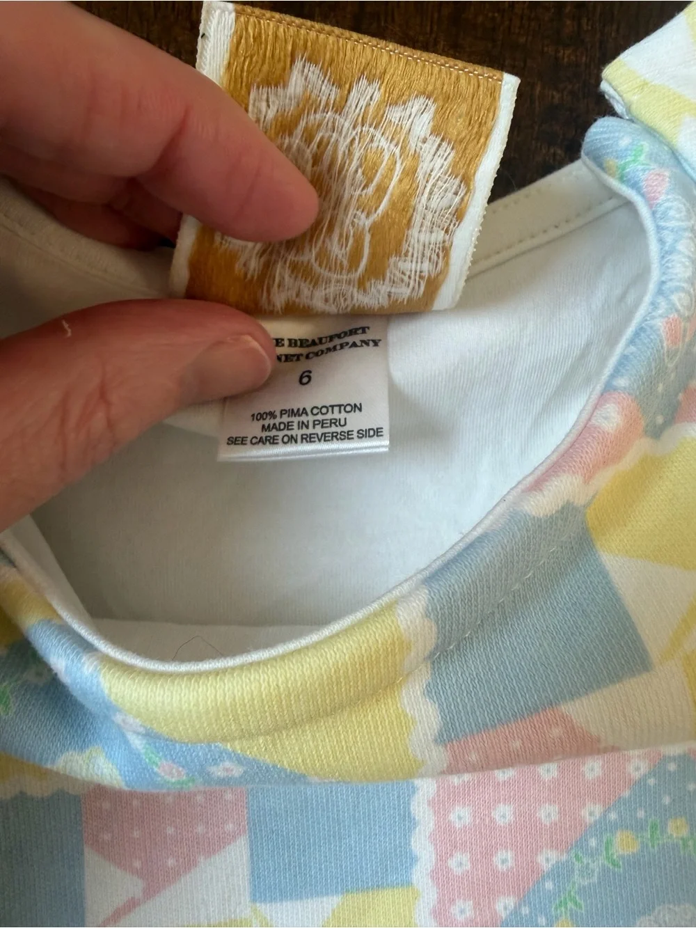 The Beaufort Bonnet Company pastel patchwork dress in blue, yellow, pink, white